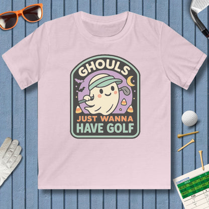 Ghouls Just Wanna Have Golf - Youth Golf T-Shirt in Light Pink