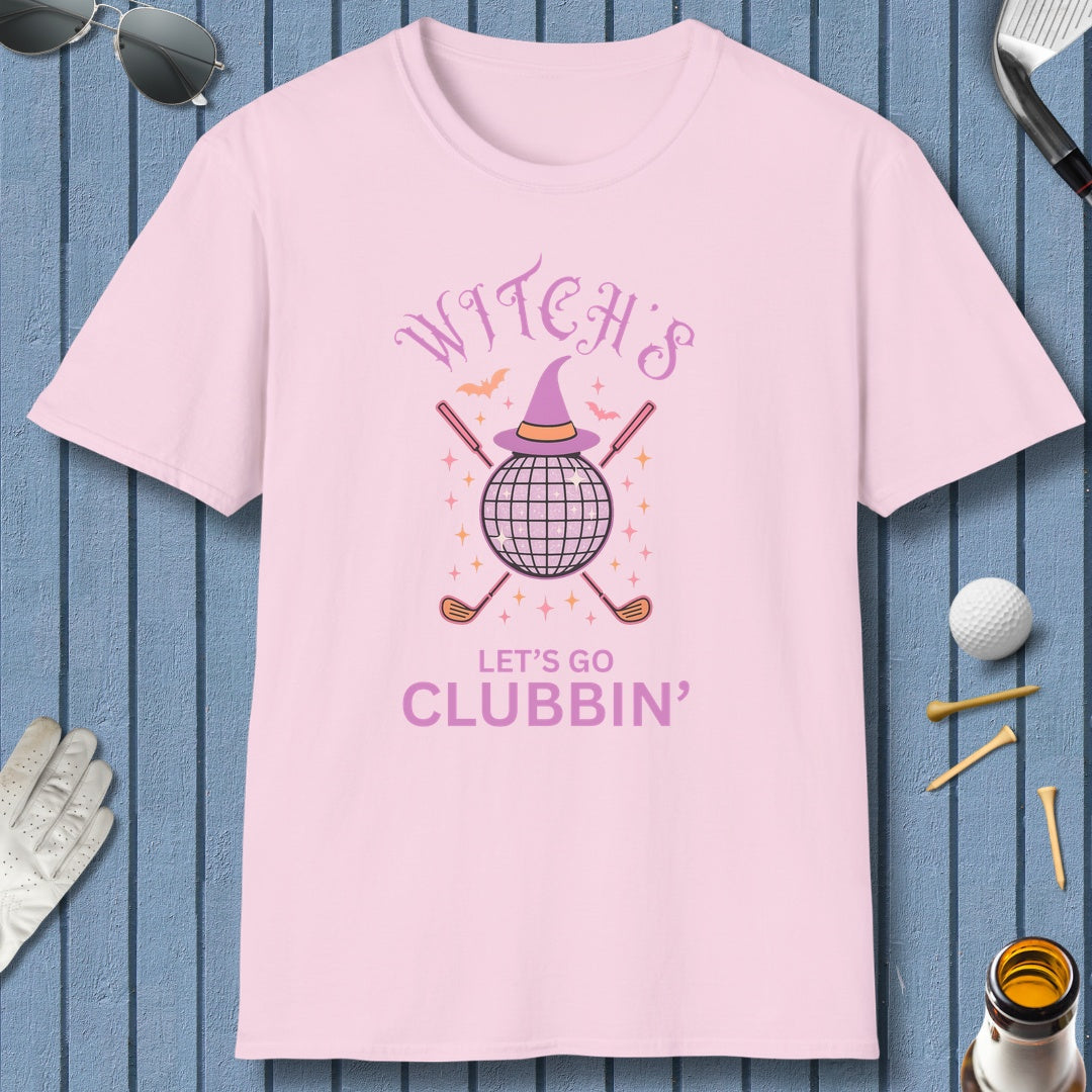 Witches, Let's Go Clubbin'! - Adult Golf T-Shirt in Light Pink