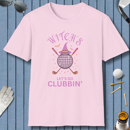 Witches, Let's Go Clubbin'! - Adult Golf T-Shirt in Light Pink