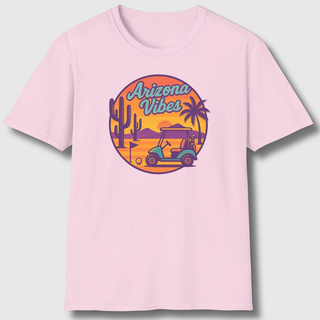 Golf Vibes - Arizona - Desert Edition Golf Destination - Adult Golf T-Shirt in Light Pink