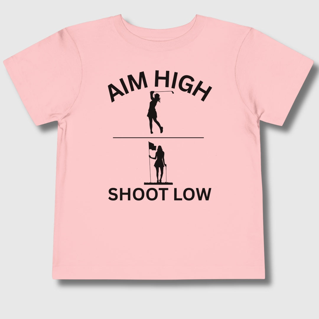 Aim High - Shoot Low (Female) - Toddler Golf T-Shirt in Light Pink