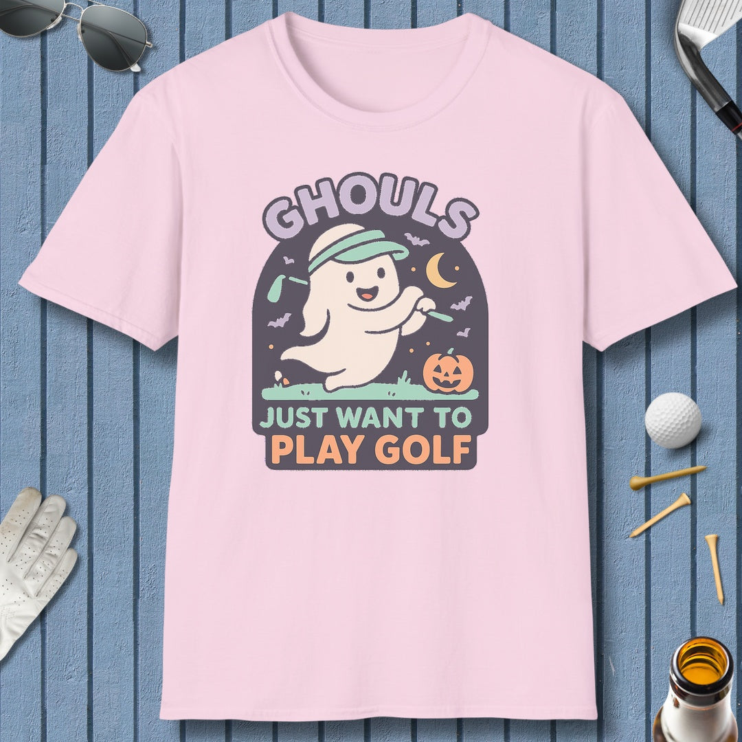 Ghouls Just Wanna Play Golf - Adult Golf T-Shirt in Light Pink