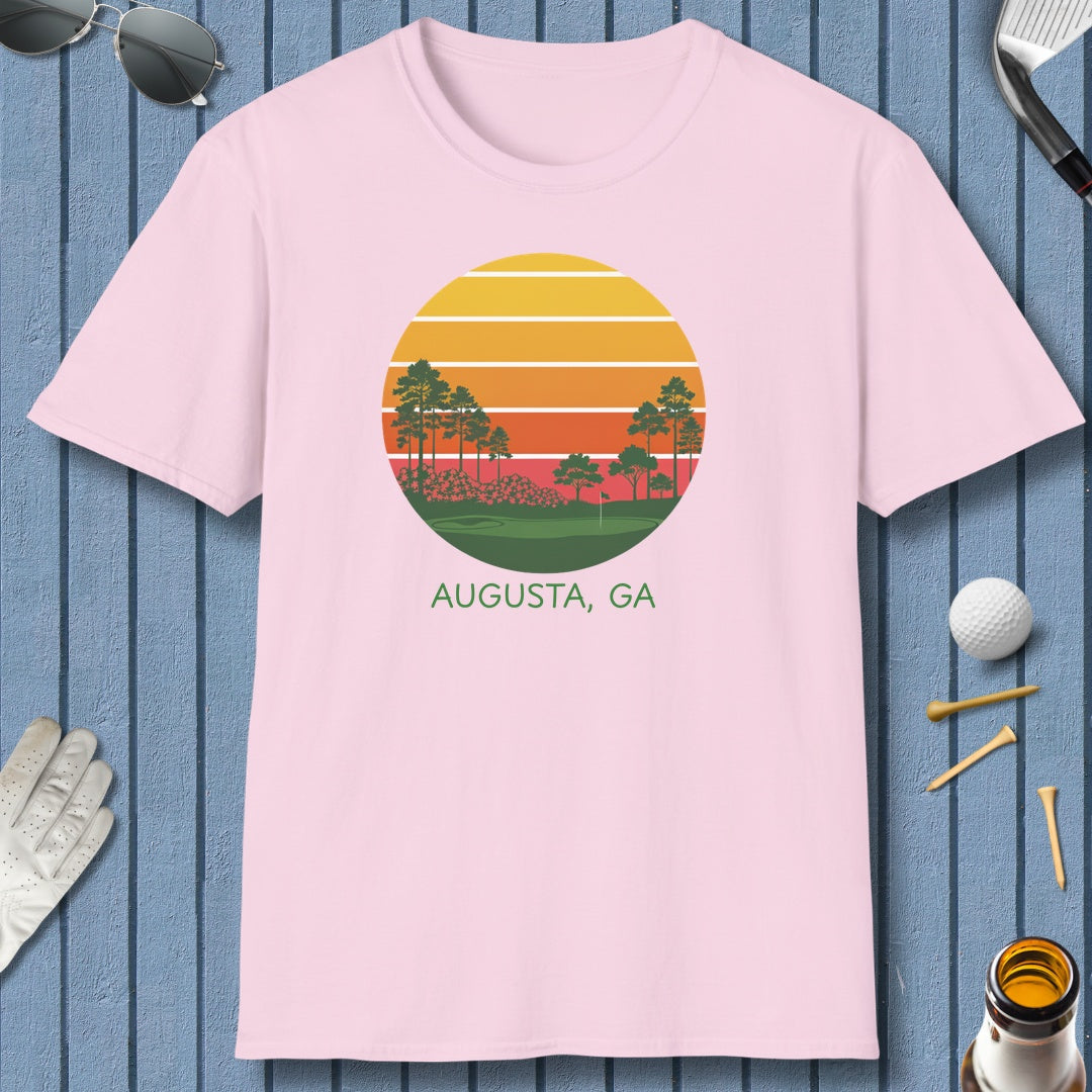 Retro Sunset - Augusta - Adult Golf T-Shirt in Light Pink