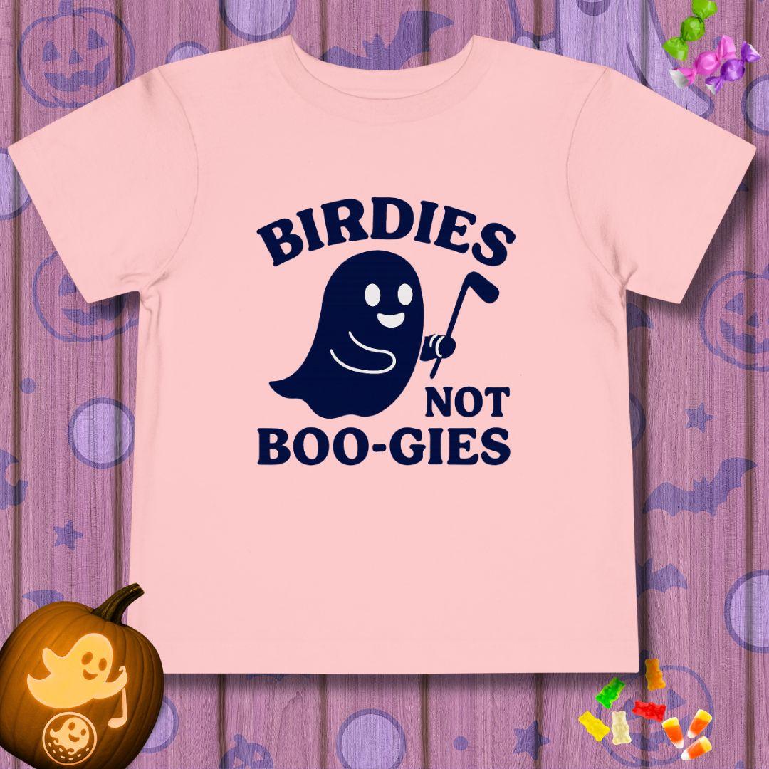BIRDIES not BOO-GIES - Halloween - Toddler T-Shirt in Pink, great for casual wear. Find more fun golf focused products at oneforetheages.com