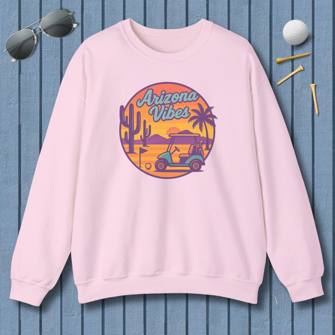 Golf Vibes - Arizona - Desert Edition Golf Destination - Adult Golf Sweatshirt in Light Pink