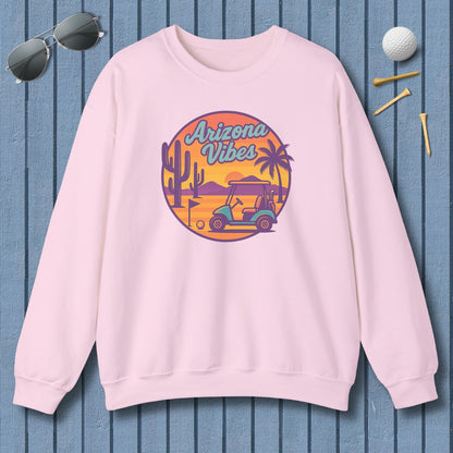 Golf Vibes - Arizona - Desert Edition Golf Destination - Adult Golf Sweatshirt in Light Pink