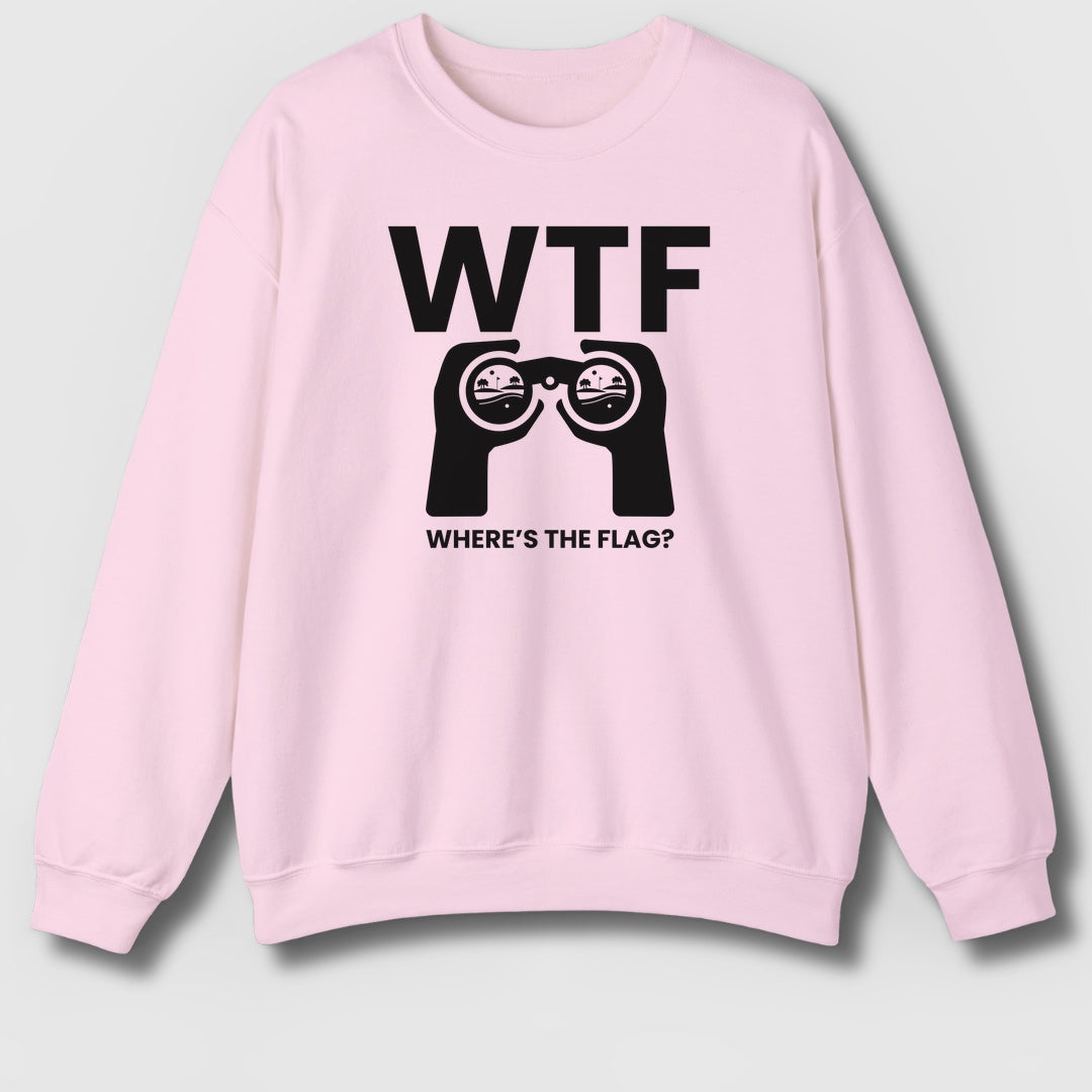 WTF - Where's the Flag - Adult Golf Sweatshirt in Light Pink