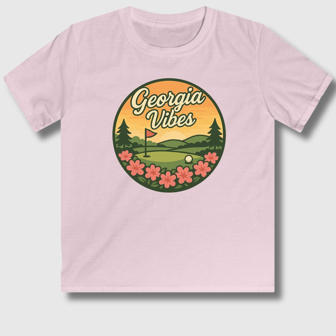Golf Vibes - Georgia Azalea Edition - Youth Golf T-Shirt in Light Pink