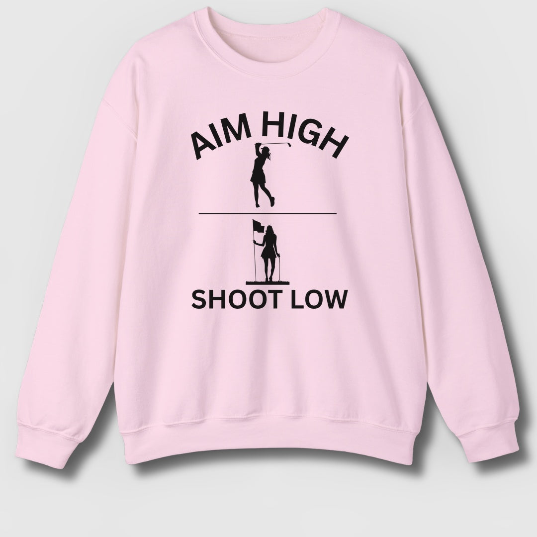 Aim High - Shoot Low (Female) - Adult Golf Sweatshirt in Light Pink
