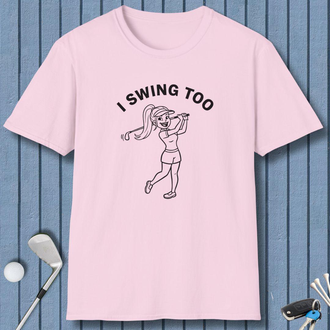 Retro “I SWING TOO” Women’s Golf T-Shirt – Funny Vintage Golf Design