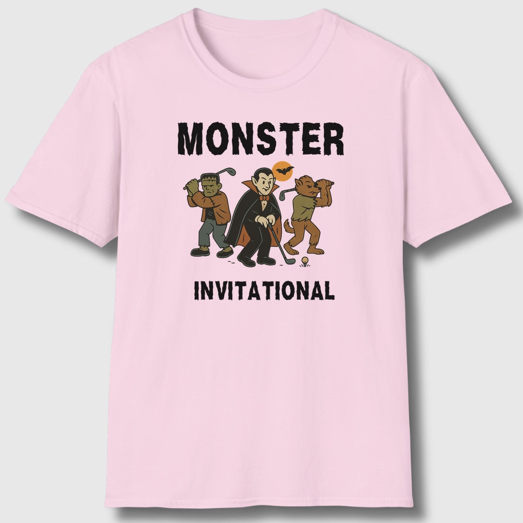 Monster Invitational - Adult Golf T-Shirt in Light Pink
