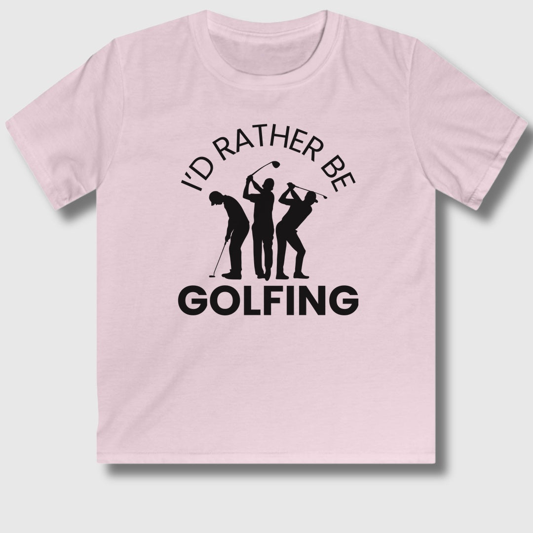I'd Rather Be Golfing - Youth Golf T-Shirt in Light Pink