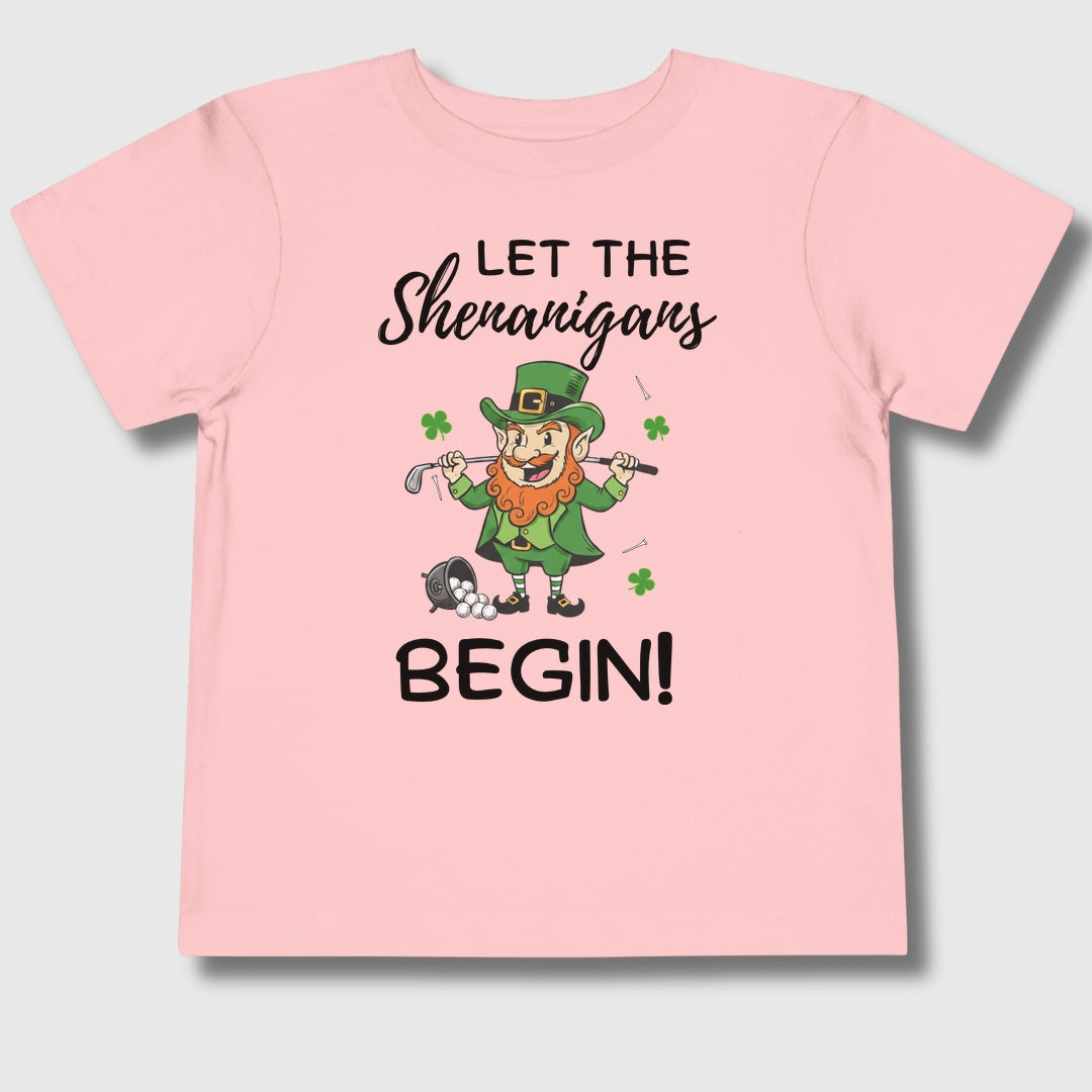 Let The Shenanigans Begin - Toddler Golf T-Shirt in Light Pink