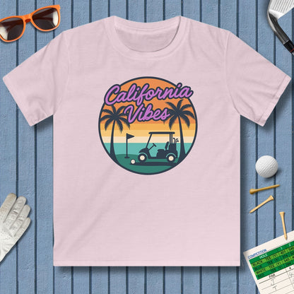 Golf Vibes - California Coast Edition - Youth Golf T-Shirt in Light Pink