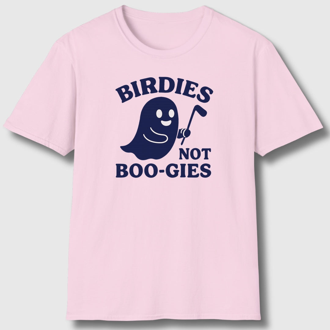 Birdies not BOO-GIES - Adult Golf T-Shirt in Light Pink
