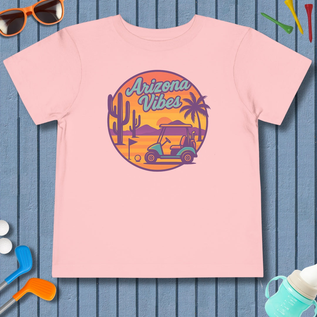 Golf Vibes - Arizona - Desert Edition Golf Destination - Toddler Golf T-Shirt in Pink