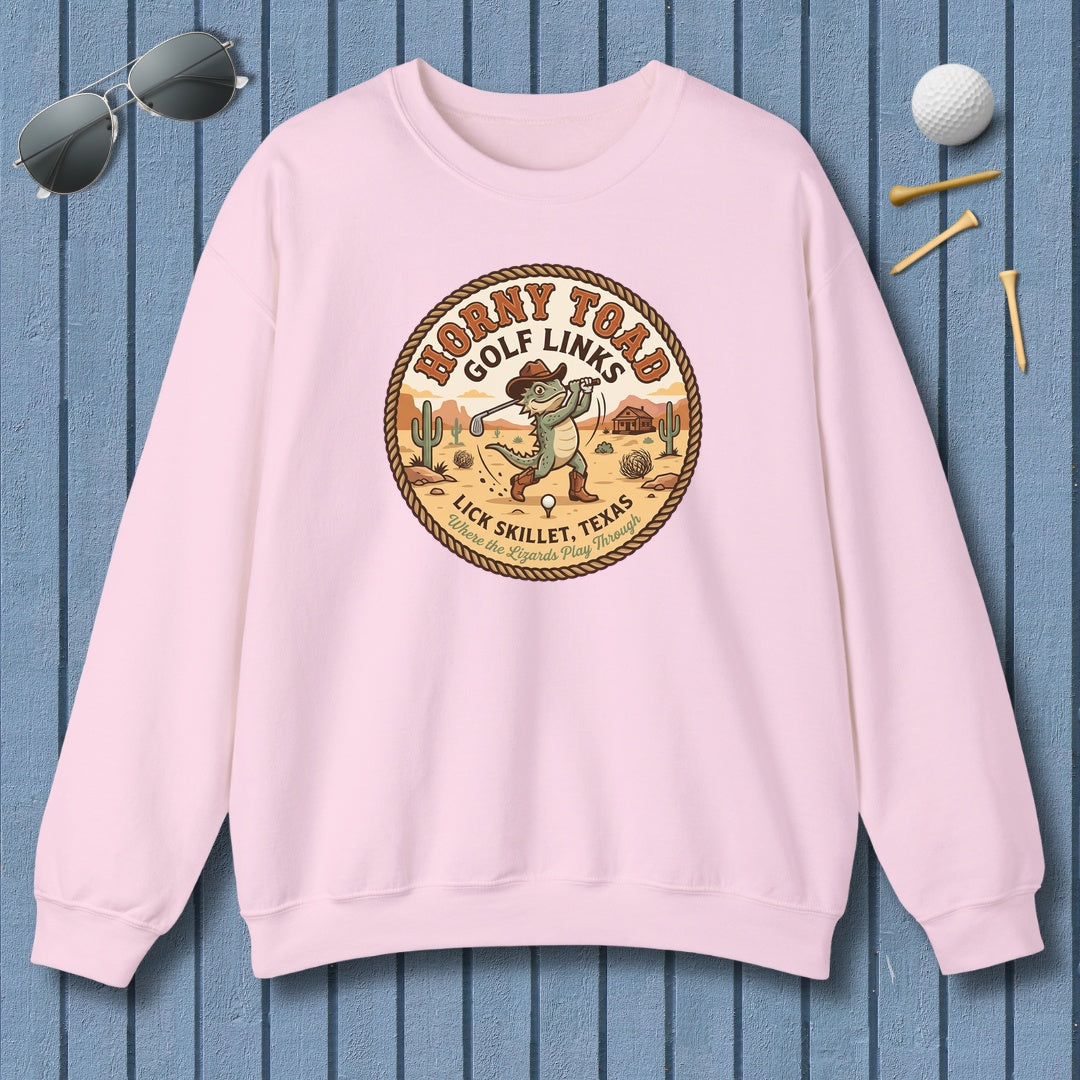 Horny Toad Golf Links - Lick Skillet, Texas - Adult Golf Sweatshirt in Light Pink
