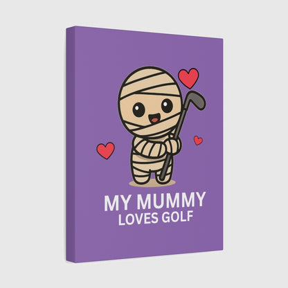 My Mummy Loves Golf - Canvas Wall Art - Light Purple - 11×14 - front