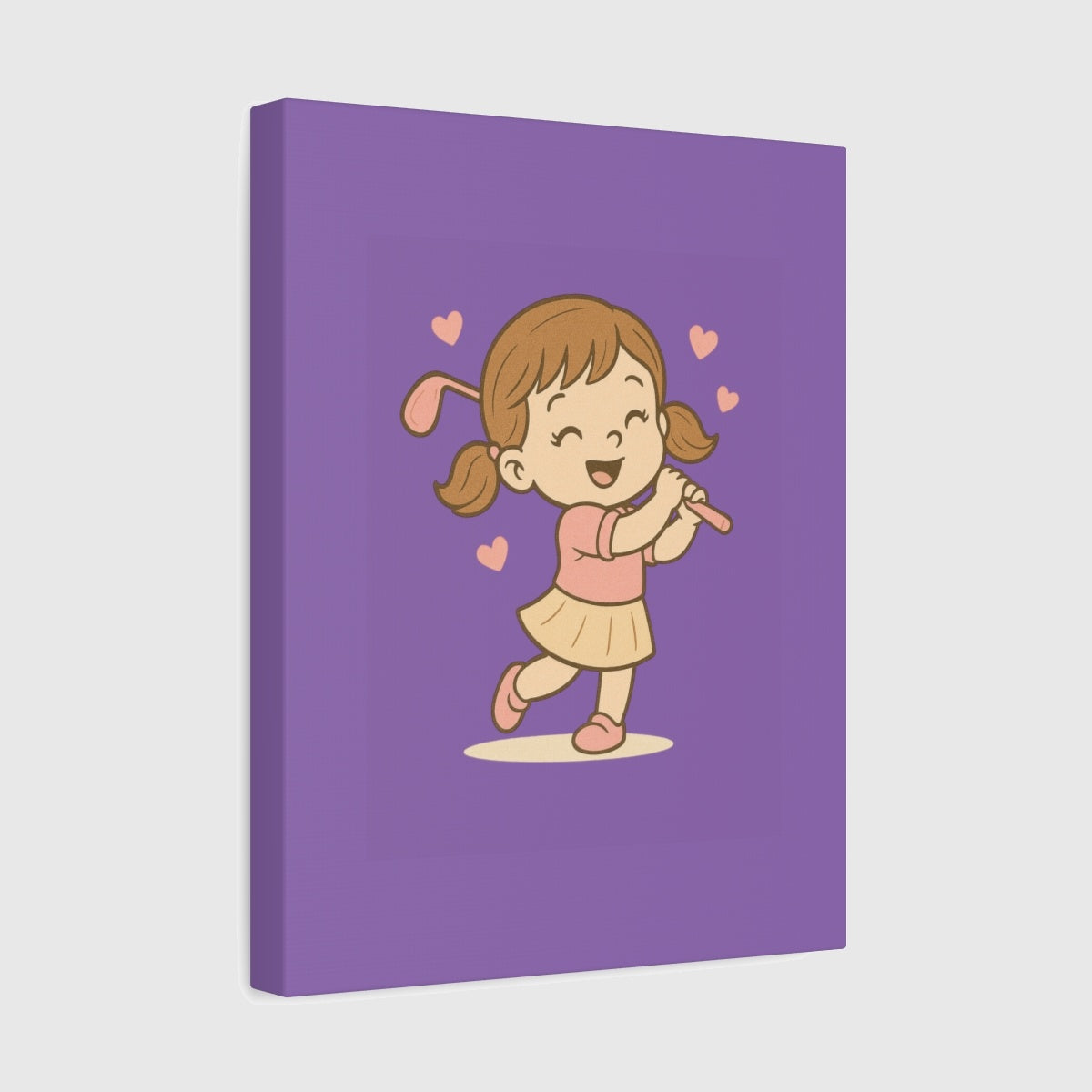 Happy Golfer Girl - Canvas Wall Art - Light Purple - 11×14 - front