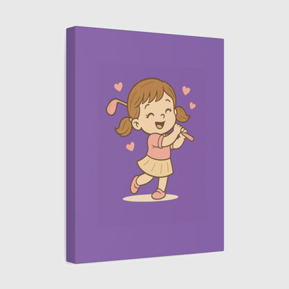 Happy Golfer Girl - Canvas Wall Art - Light Purple - 11×14 - front