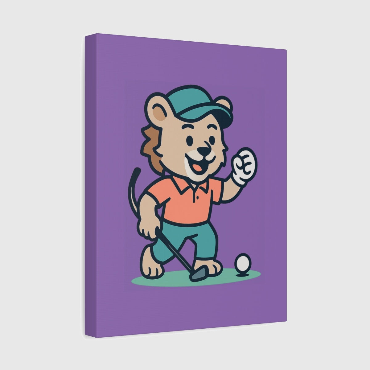 Fist Pumping Lion - Canvas Wall Art - Light Purple - 11×14 - front