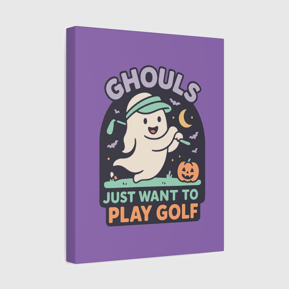 GHOULS Just want to Play Golf - Canvas Wall Art - Light Purple - 11×14 - front