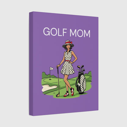 FASHIONABLE GOLF MOM, Polka Dot Dress Tee - Canvas Wall Art - Light Purple - 11×14 - front
