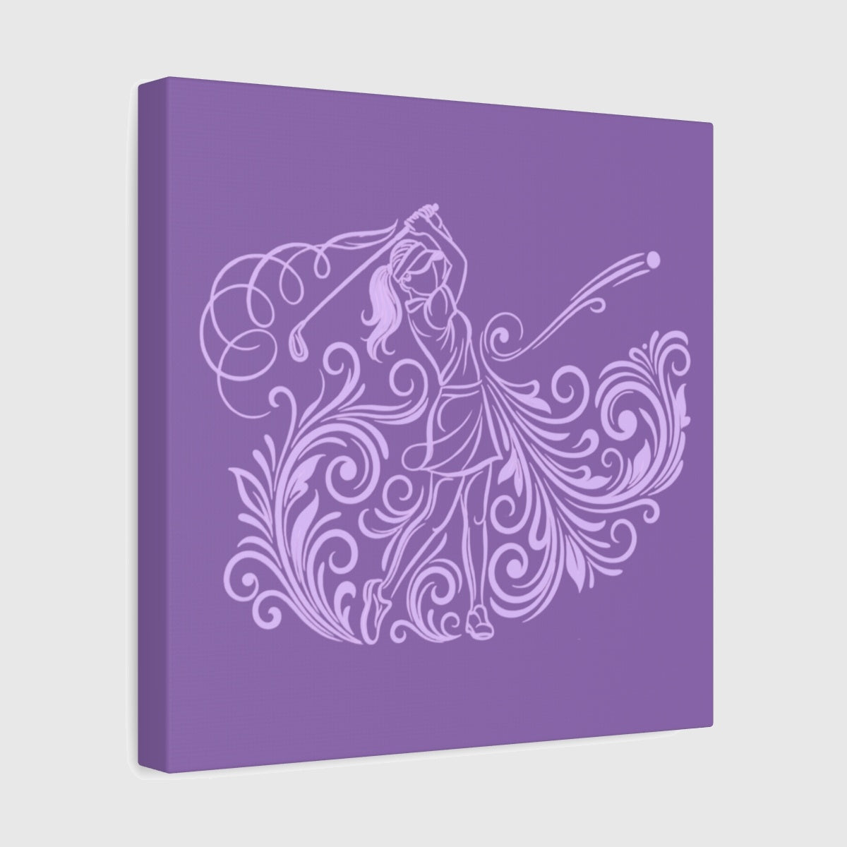 GRACE IN MOTION - Women's Golf Swirl Art - Canvas Wall Art - Light Purple - 12×12 - front