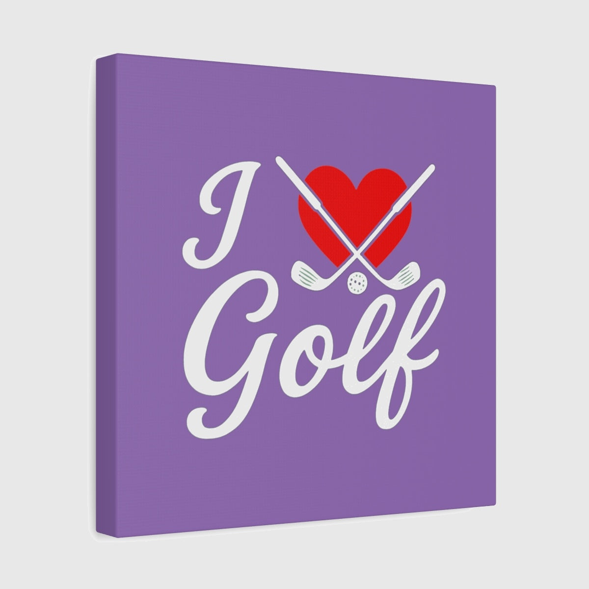I Love Golf - Canvas Wall Art - Light Purple - 12×12 - front