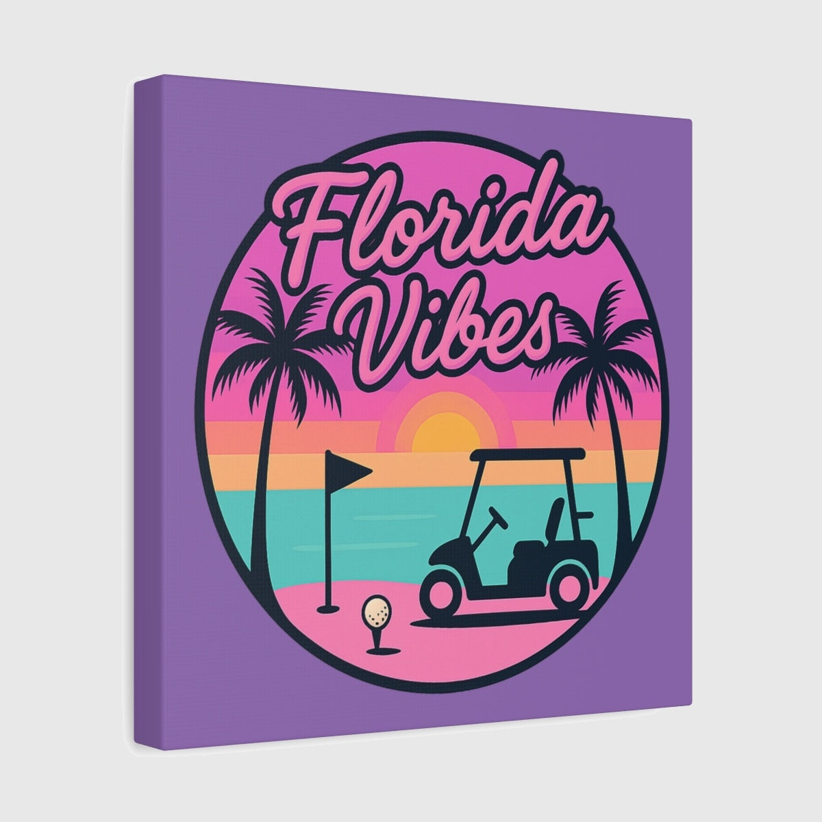 Golf Vibes - Florida Sunshine Edition - Canvas Wall Art - Light Purple - 12×12 - front