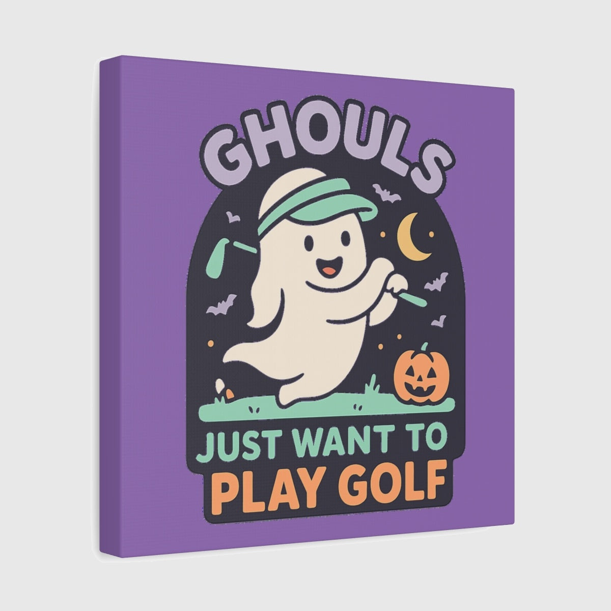 GHOULS Just want to Play Golf - Canvas Wall Art - Light Purple - 12×12 - front
