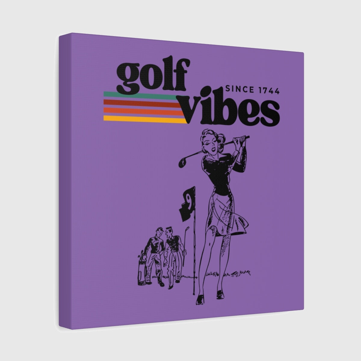 Golf Vibes Retro - Canvas Wall Art - Light Purple - 12×12 - front
