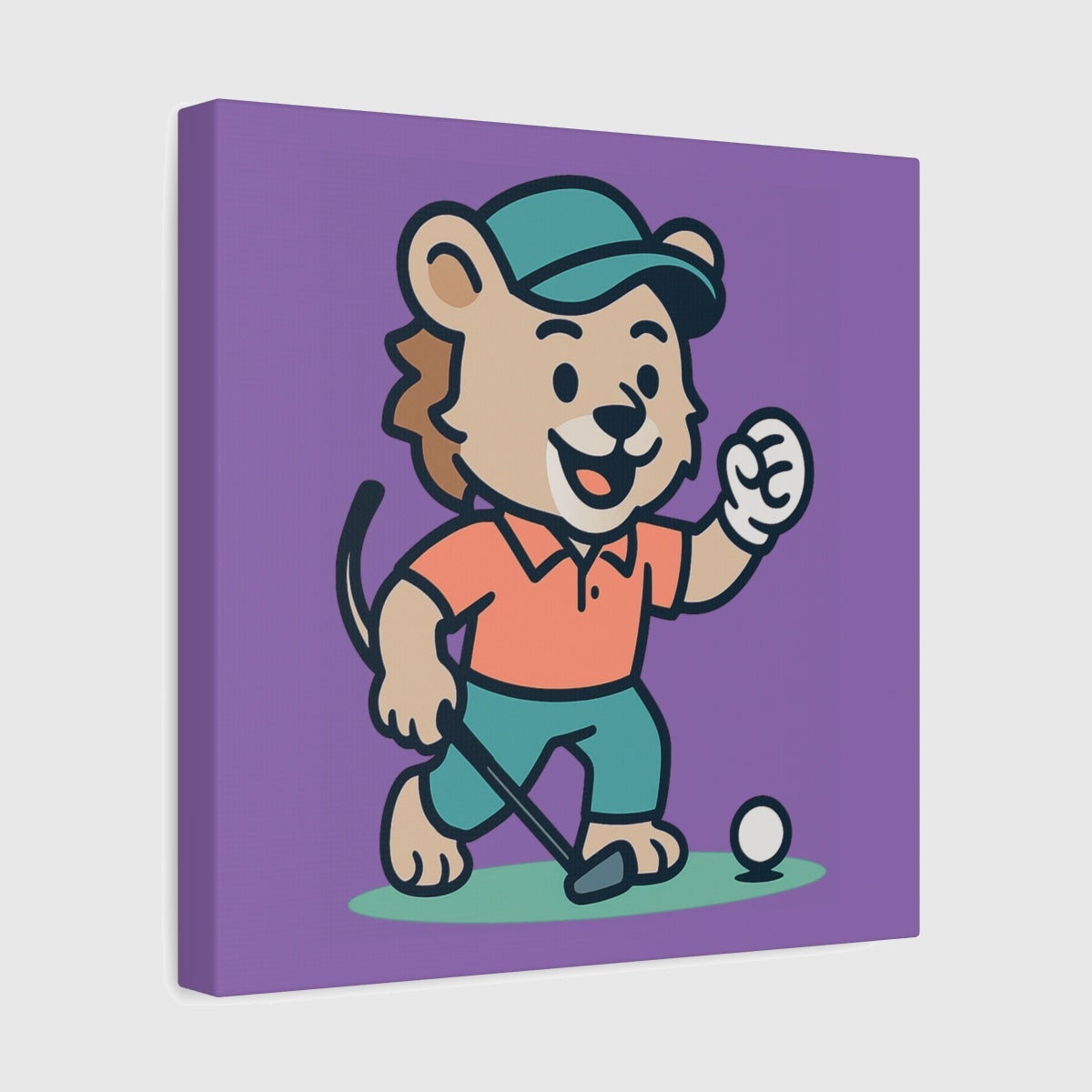 Fist Pumping Lion - Canvas Wall Art - Light Purple - 12×12 - front