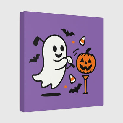 Ghost Tee Off - Canvas Wall Art - Light Purple - 12×12 - front