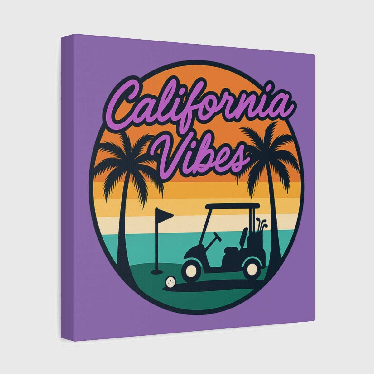 Golf Vibes - California Coast Edition - Canvas Wall Art - Light Purple - 12×12 - front