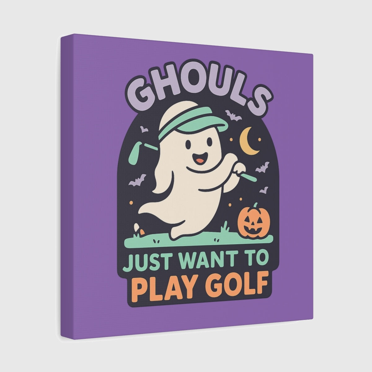 Ghouls Just Wanna Play Golf - Canvas Wall Art - Light Purple - 12×12 - front