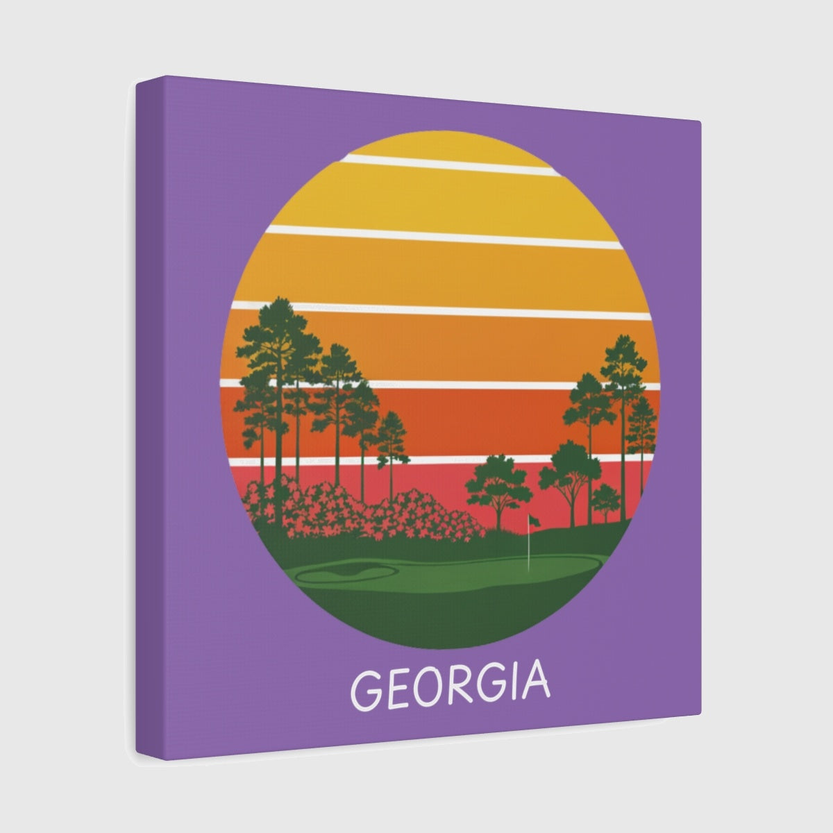 Retro Sunset - Georgia - Canvas Wall Art - Light Purple - 12×12 - front