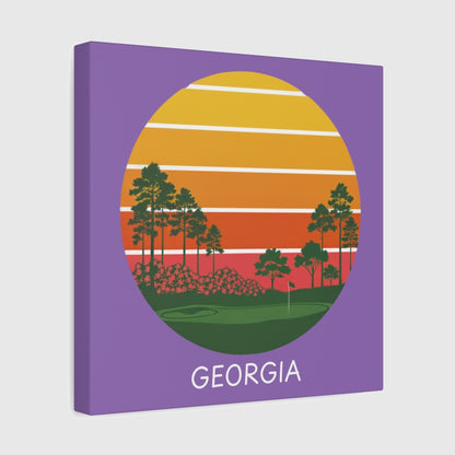 Retro Sunset - Georgia - Canvas Wall Art - Light Purple - 12×12 - front