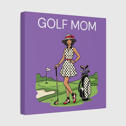 FASHIONABLE GOLF MOM, Polka Dot Dress Tee - Canvas Wall Art - Light Purple - 12×12 - front