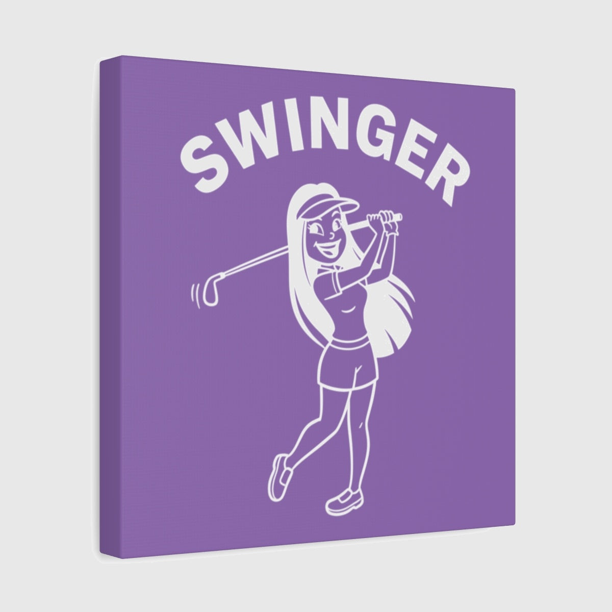 Retro Swinger Women's Golf T-Shirt - Canvas Wall Art - Light Purple - 12×12 - front