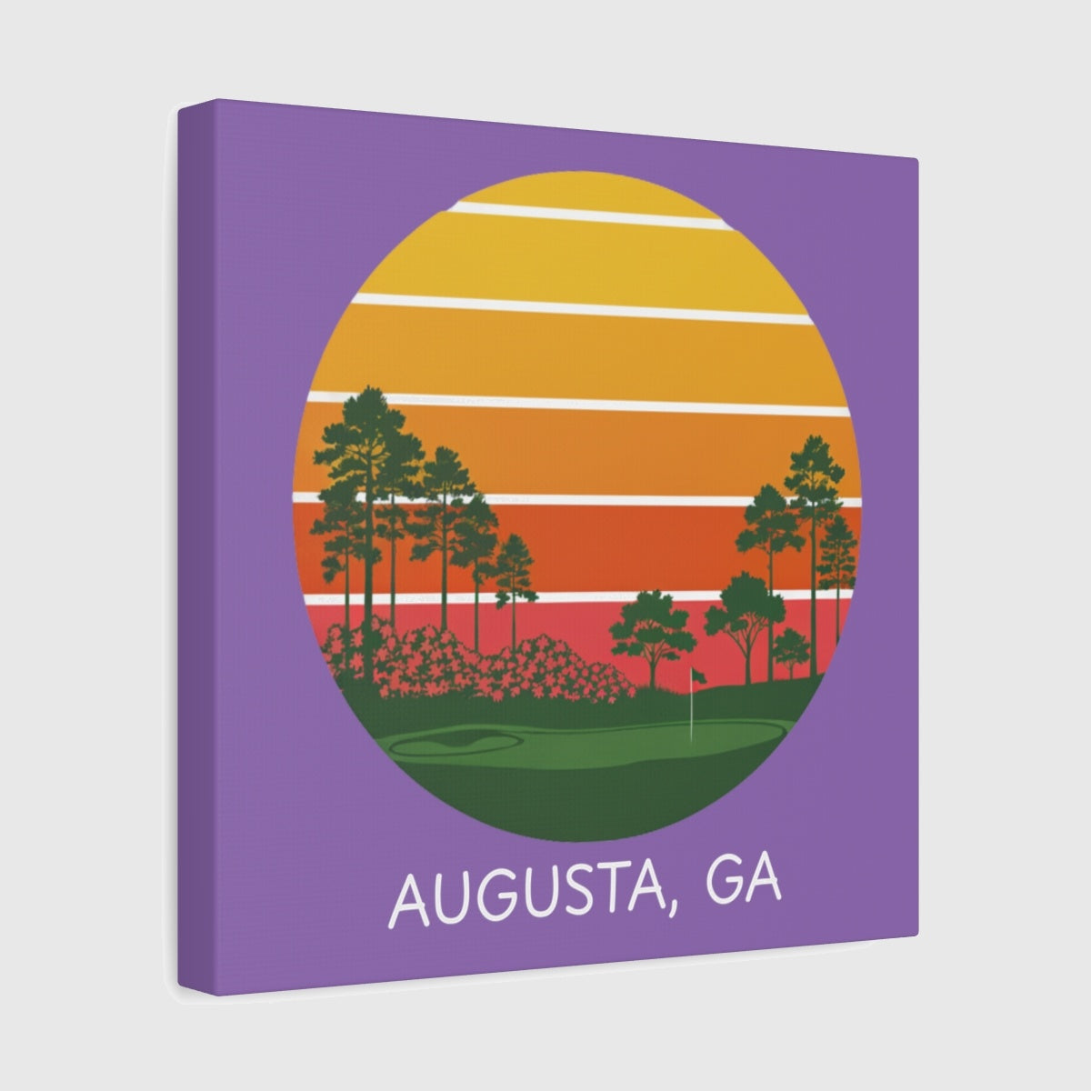 Retro Sunset - Augusta - Canvas Wall Art - Light Purple - 12×12 - front