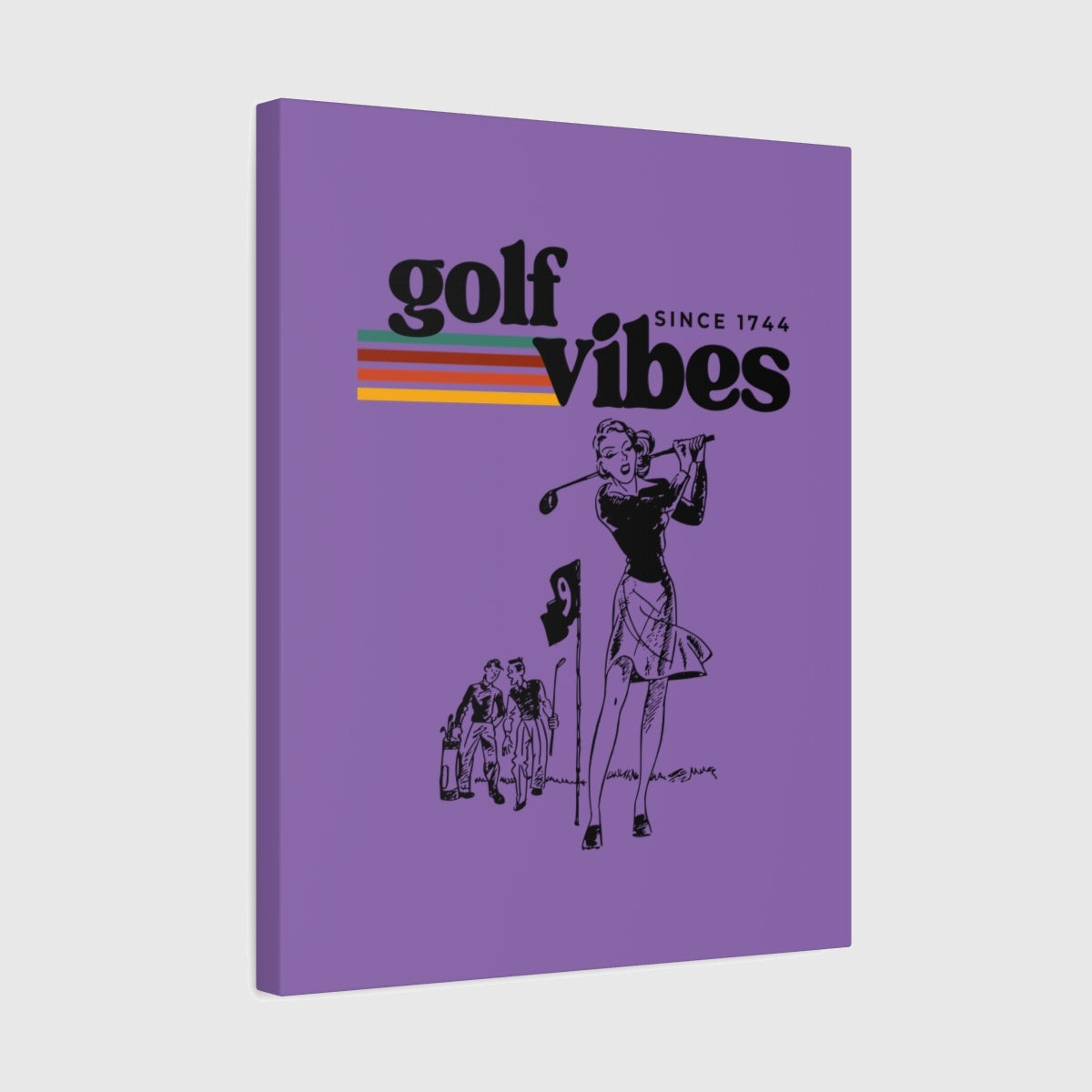 Golf Vibes Retro - Canvas Wall Art - Light Purple - 16×20 - front