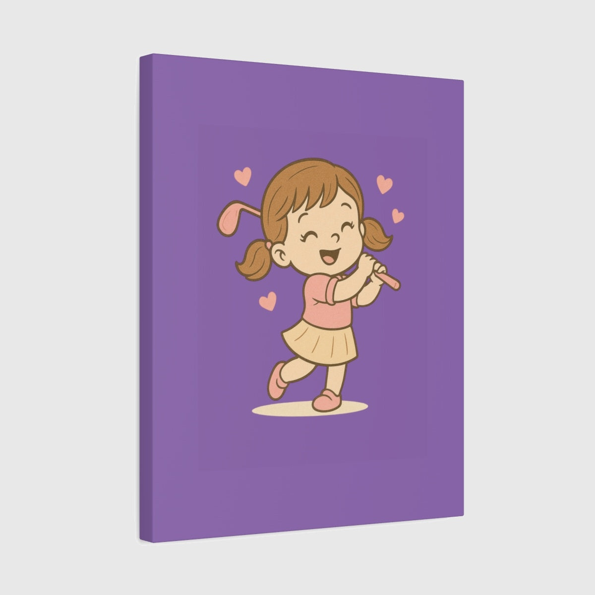 Happy Golfer Girl - Canvas Wall Art - Light Purple - 16×20 - front