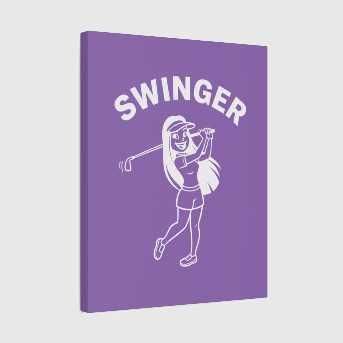 Retro Swinger Women's Golf T-Shirt - Canvas Wall Art - Light Purple - 16×20 - front