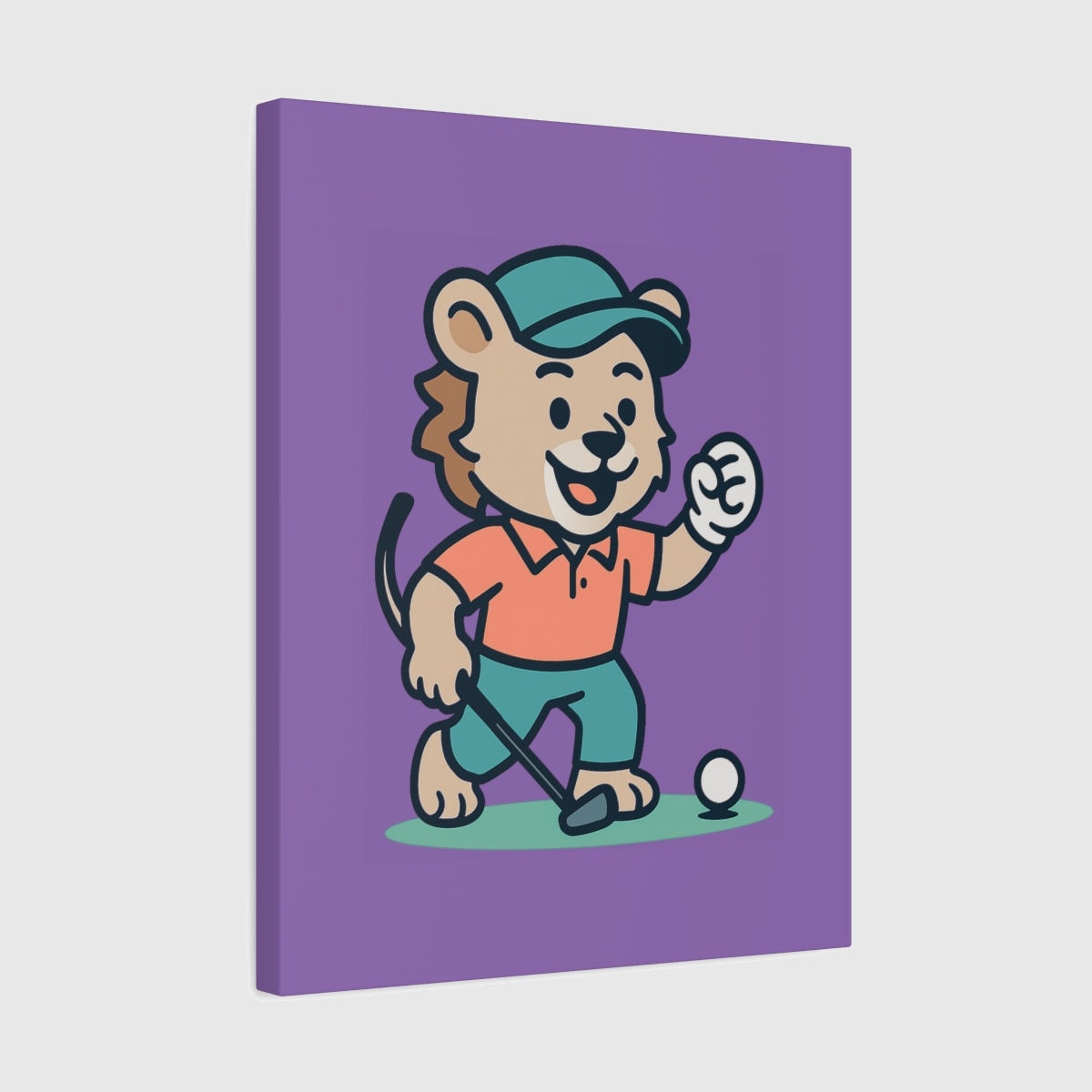 Fist Pumping Lion - Canvas Wall Art - Light Purple - 16×20 - front