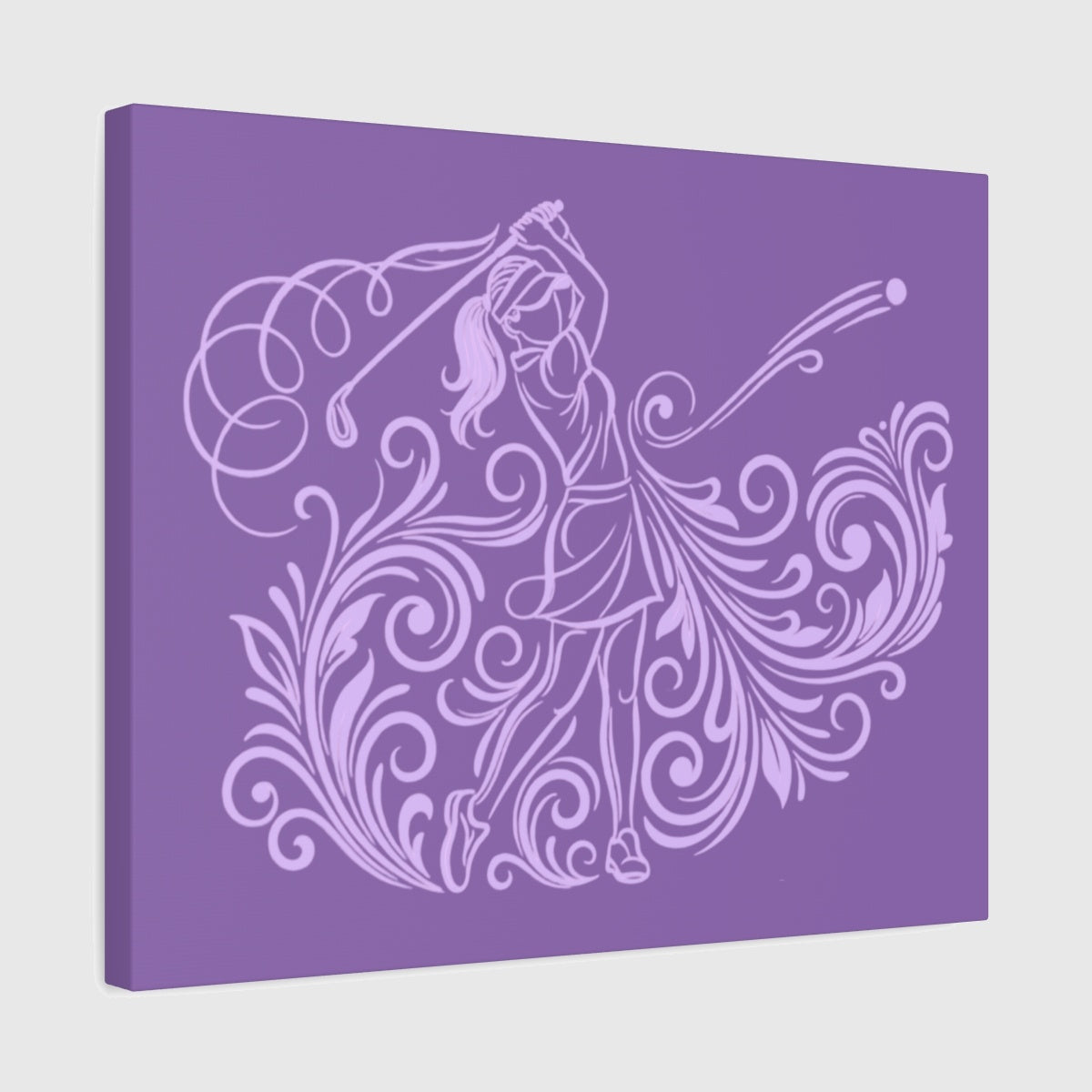 GRACE IN MOTION - Women's Golf Swirl Art - Canvas Wall Art - Light Purple - 16×20 - front