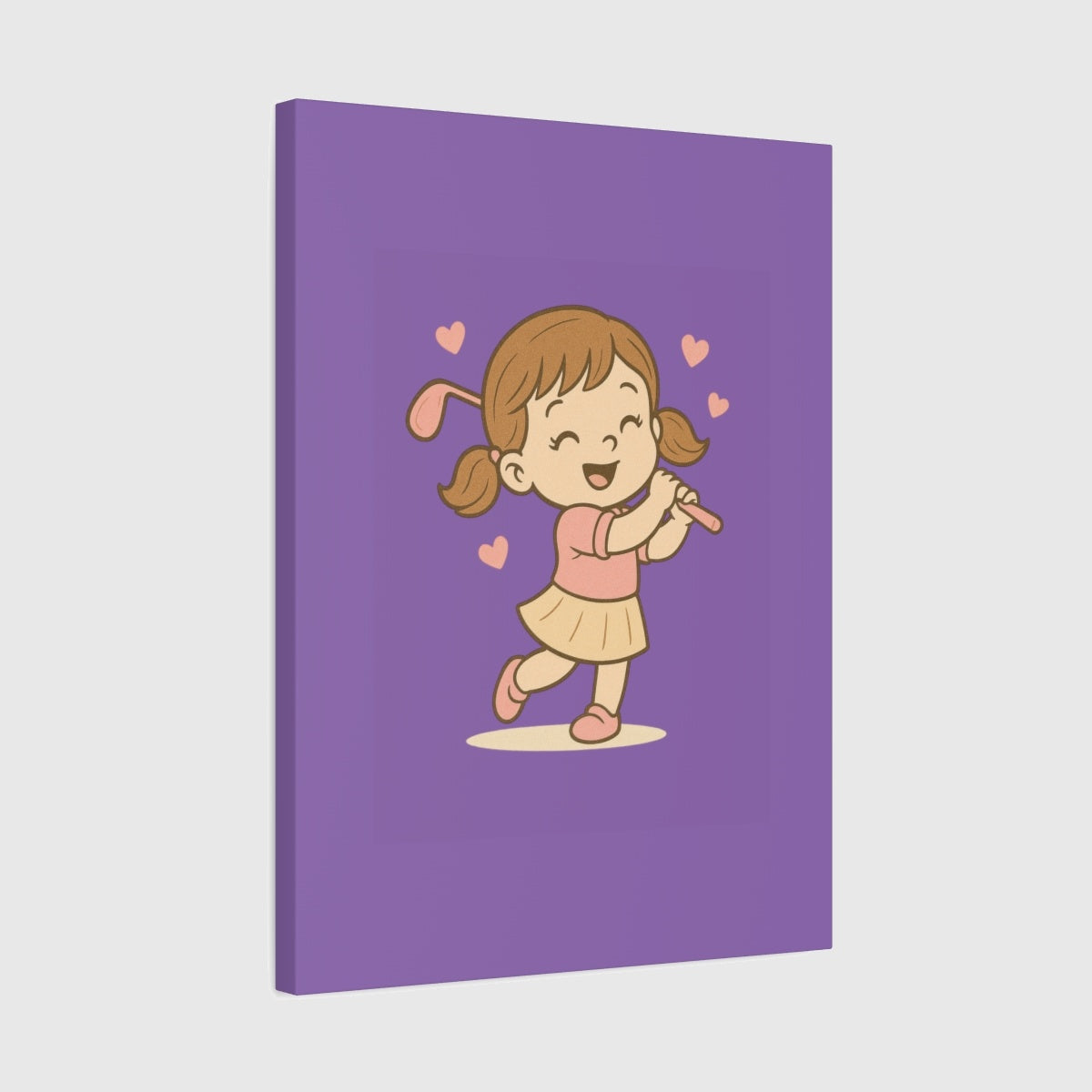 Happy Golfer Girl - Canvas Wall Art - Light Purple - 18×24 - front