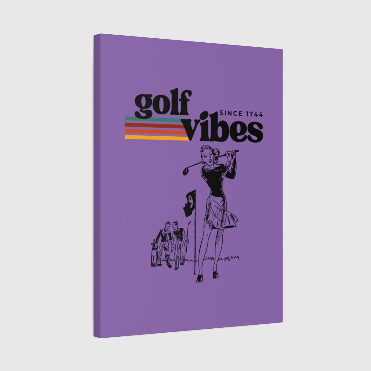 Golf Vibes Retro - Canvas Wall Art - Light Purple - 18×24 - front