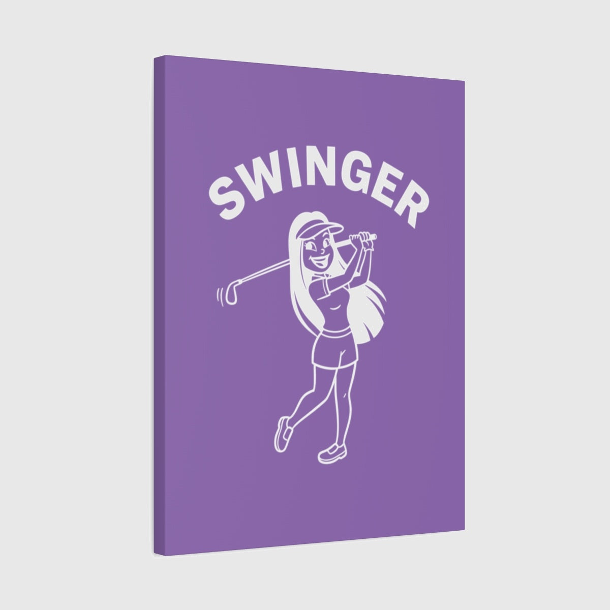 Retro Swinger Women's Golf T-Shirt - Canvas Wall Art - Light Purple - 18×24 - front
