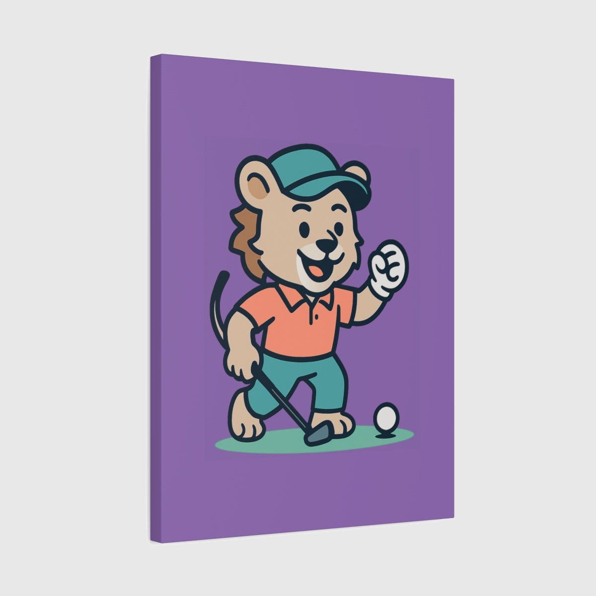 Fist Pumping Lion - Canvas Wall Art - Light Purple - 18×24 - front